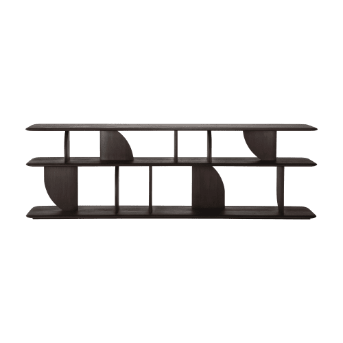 10507 Geometric console varnished teak dark brown front cut HQ