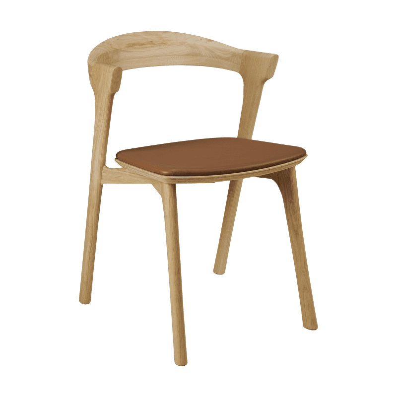 51488 Oak Bok dining chair cognac leather side cut HQ