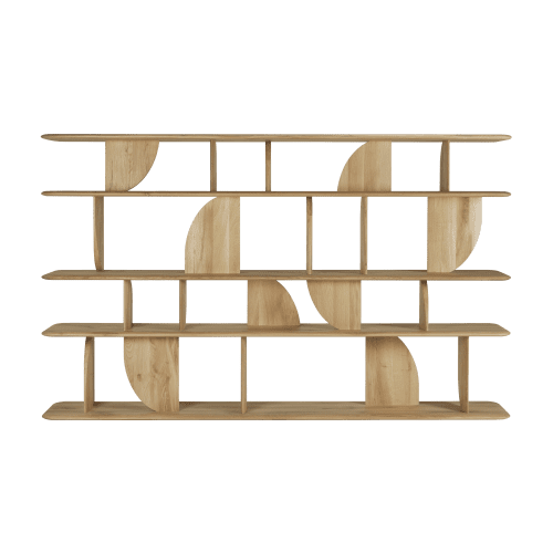 55015 Oak Geometric rack open varnished oak back cut HQ