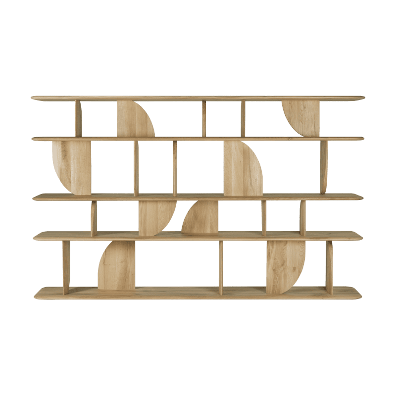 55015 Oak Geometric rack open varnished oak front cut HQ