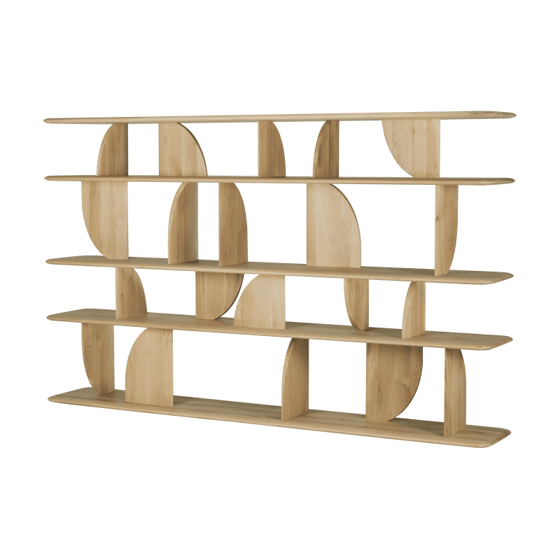 55015 Oak Geometric rack open varnished oak side cut HQ